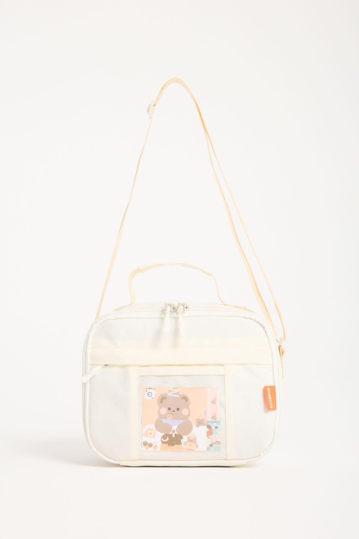 Roxbros Kore Kawaii Tarzı Aksesuarlı Çocuk Beslenme Çantası - Isı Yalıtımlı Termoslu Beslenme Çantası (KREM)