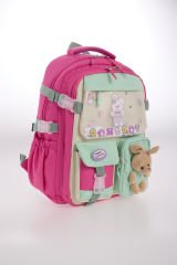 Roxbros Kore Tarzı Tavşan Çocuk Figürlü 180° Tam Açılır Ilkokul Sırt Çantası Kız Çocuk Okul Çantası (FUSYA - SU YESILI)