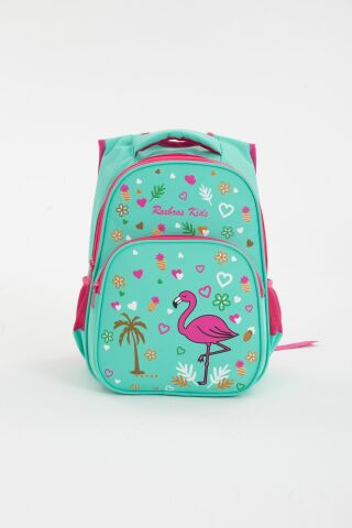 Turkuaz Flamingo İlkokul Çantası + Beslenme Çantası Kız - Erkek Çocuk