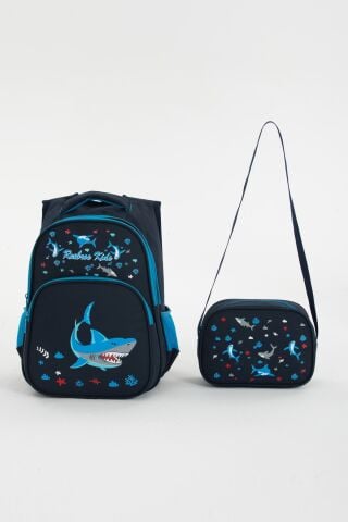 Köpek Balığı Shark İlkokul Çantası + Beslenme Çantası Kız - Erkek Çocuk