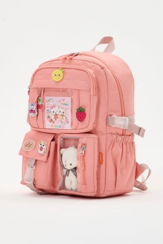 Roxbros Lisanslı Kore Tarzı Kawaii Aksesuarlı Kız Çocuk İlkokul Çantası + Ayıcıklı Okul Ça - detay görünüm