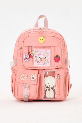 Roxbros Lisanslı Kore Tarzı Kawaii Aksesuarlı Kız Çocuk İlkokul Çantası + Ayıcıklı Okul Ça