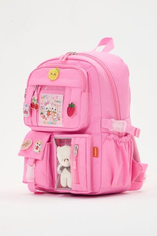 Roxbros Lisanslı Kore Tarzı Kawaii Aksesuarlı Kız Çocuk İlkokul Çantası + Ayıcıklı Okul Ça - detay görünüm