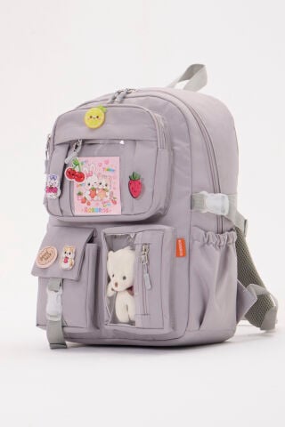 Roxbros Lisanslı Kore Tarzı Kawaii Aksesuarlı Kız Çocuk İlkokul Çantası + Ayıcıklı Okul Ça - detay görünüm