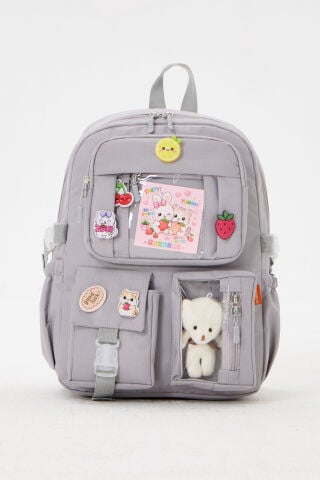 Roxbros Lisanslı Kore Tarzı Kawaii Aksesuarlı Kız Çocuk İlkokul Çantası + Ayıcıklı Okul Ça