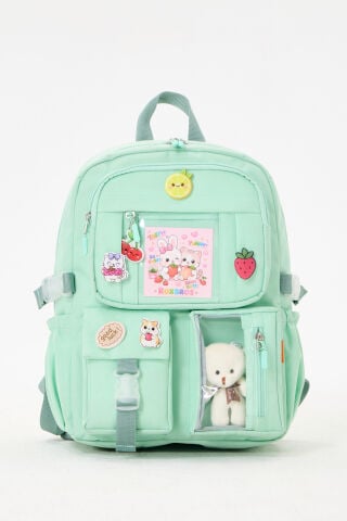 Roxbros Lisanslı Kore Tarzı Kawaii Aksesuarlı Kız Çocuk İlkokul Çantası + Ayıcıklı Okul Ça