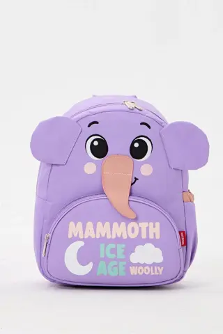 Roxbros Lisanslı Mamut Figürlü Kabartmalı Mor Kız Erkek Çocuk Kreş ve Anaokulu Sırt Çantası