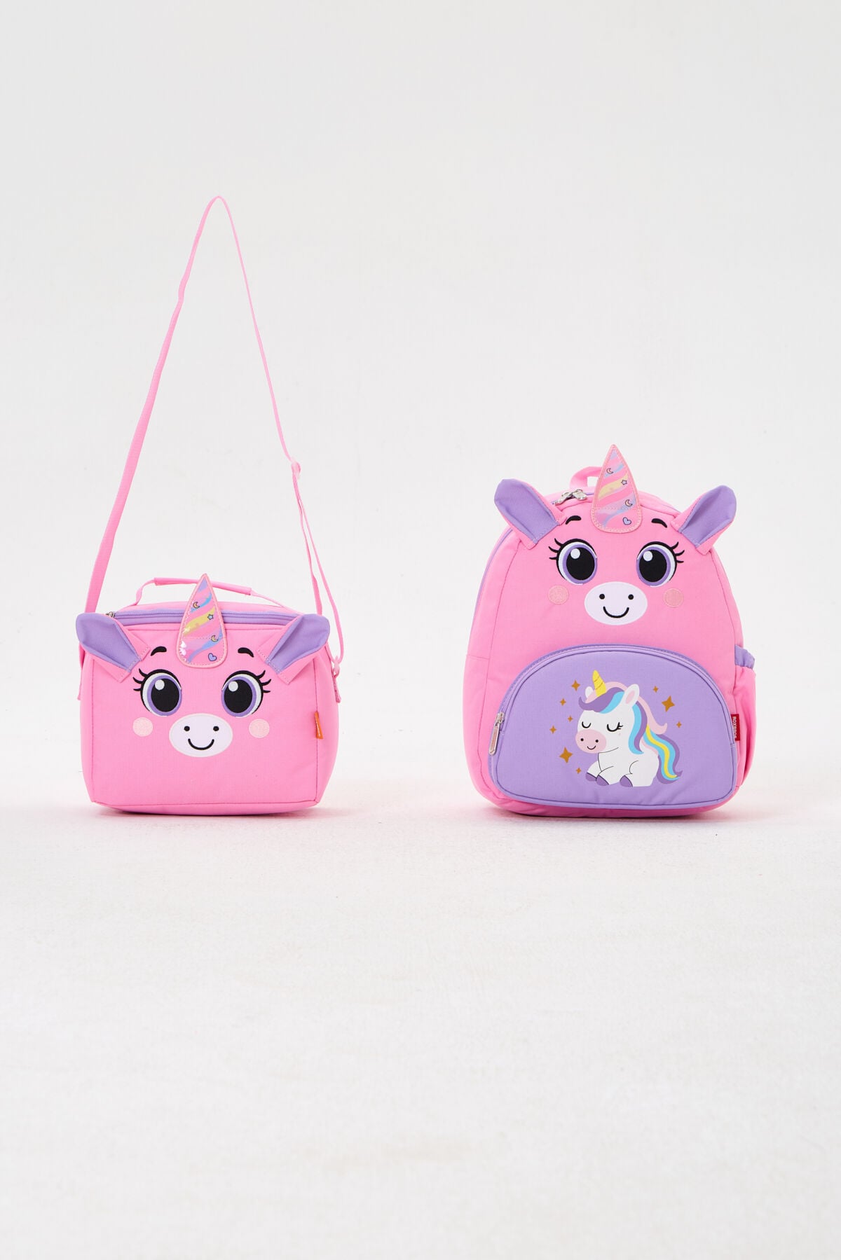 Roxbros Lisanslı Unicorn Figürlü Pembe Kız Çocuk Anaokulu Sırt Çantası ve Isı Yalıtımlı Beslenme Çantası Seti