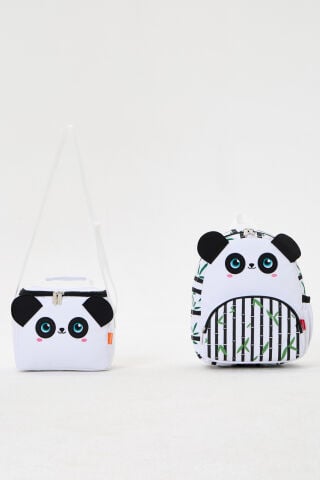 Roxbros Lisanslı Panda Figürlü Kız/Erkek Çocuk Kreş Sırt Çantası ve Isı Yalıtımlı Beslenme Çantası Seti