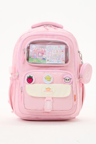 Roxbros Kawaii 3'lü İlkokul Okul Çantası Seti Pembe Kız Çocuk Beslenme Çantalı Kalemlikli