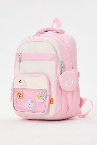 Roxbros Kore Tarzı Be Cute Şeffaf Rozetli Pembe Kız & Erkek Çocuk İlkokul Ortaokul Okul Çantası