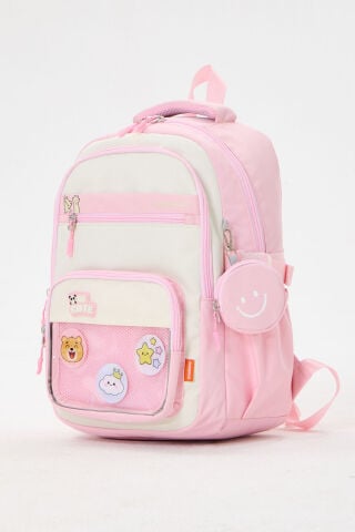 Roxbros Kawaii Kore Tarzı Aksesuarlı 3'lü Set Pembe Kız Çocuk İlkokul Sırt Çantası Beslenme Çantası Kalemlik