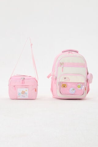 Roxbros Kawaii Pembe Kız Çocuk & Erkek Çocuk İlkokul Sırt Çantası ve Isı Yalıtımlı Beslenme Çantası