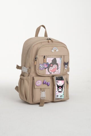 Kawaii Kore Tarzı Kuromi Okul Çantası, Termal Beslenme ve Kalemlikli Sırt Çantası Set (BEJ)
