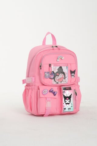 Kawaii Kore Tarzı Kuromi Okul Çantası, Termal Beslenme ve Kalemlikli Sırt Çantası Set (PEMBE)