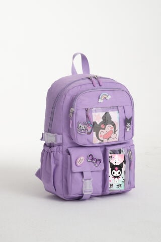 Kawaii Kore Tarzı Kuromi Okul Çantası, Termal Beslenme ve Kalemlikli Sırt Çantası Set (Lila)