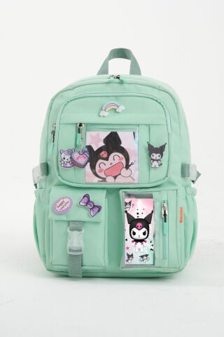 Kawaii Kore Tarzı Kuromi Okul Çantası, Termal Beslenme ve Kalemlikli Sırt Çantası Set (Mint)
