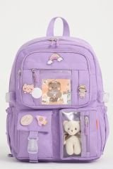 Roxbros Kawaii Kore Tarzı Okul Çantası Aksesuarlı Kız Çocuk ve Erkek Çocuk Sırt Çantası Lİ