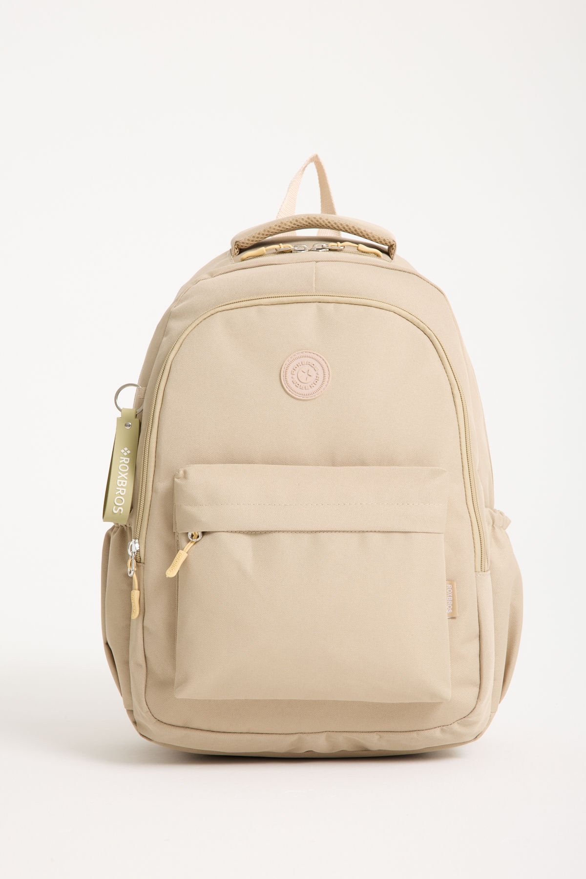 Roxbros Krem Dört Bölmeli Okul Sırt Çantası – Laptop Bölmeli, Su Geçirmez ve Dayanıklı Tasarım