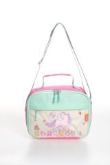 Roxbros Unicorn Figürlü 3'lü Kız Çocuk Okul Çantası Seti - Kalemlik ve Termal Beslenmeli İlkokul Çantası (Fuşya - Su Yeşili)