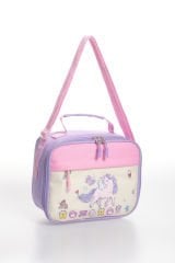 Roxbros Unicorn Figürlü 3'lü Kız Çocuk Okul Çantası Seti - Kalemlik ve Termal Beslenmeli İlkokul Çantası (Lila - Pembe)