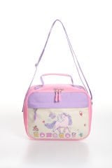 Roxbros Unicorn Figürlü 3'lü Kız Çocuk Okul Çantası Seti - Kalemlik ve Termal Beslenmeli İlkokul Çantası (Pembe - Lila)