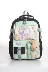 Roxbros Unicorn Figürlü 3'lü Kız Çocuk Okul Çantası Seti - Kalemlik ve Termal Beslenmeli İlkokul Çantası (Su Yeşili - Lila)