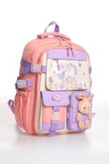 Roxbros Unicorn Figürlü 3'lü Kız Çocuk Okul Çantası Seti - Kalemlik ve Termal Beslenmeli İlkokul Çantası (Pudra - Lila)