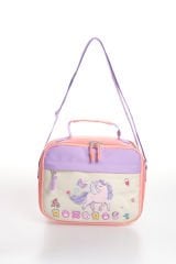 Roxbros Unicorn Figürlü 3'lü Kız Çocuk Okul Çantası Seti - Kalemlik ve Termal Beslenmeli İlkokul Çantası (Pudra - Lila)