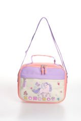 Roxbros Unicorn Figürlü 3'lü Kız Çocuk Okul Çantası Seti - Kalemlik ve Termal Beslenmeli İlkokul Çantası (Pudra - Lila)