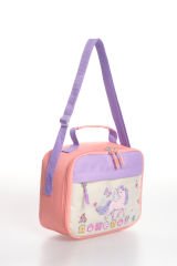 Roxbros Unicorn Figürlü 3'lü Kız Çocuk Okul Çantası Seti - Kalemlik ve Termal Beslenmeli İlkokul Çantası (Pudra - Lila)