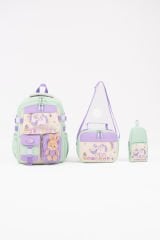 Roxbros Unicorn Figürlü 3'lü Kız Çocuk Okul Çantası Seti - Kalemlik ve Termal Beslenmeli İlkokul Çantası (Su Yeşili - Lila)