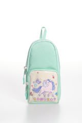 Roxbros Unicorn Figürlü 3'lü Kız Çocuk Okul Çantası Seti - Kalemlik ve Termal Beslenmeli İlkokul Çantası (Su Yeşili - Lila)