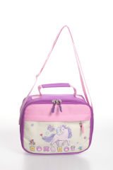 Roxbros Unicorn Figürlü 3'lü Kız Çocuk Okul Çantası Seti - Kalemlik ve Termal Beslenmeli İlkokul Çantası (Mor - Pembe)