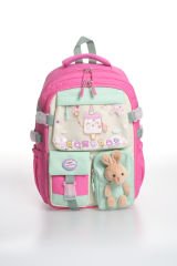 Roxbros Dondurma Figürlü 3'lü Kız Çocuk Okul Çantası Seti - Kalemlik ve Termal Beslenmeli İlkokul Çantası (Fuşya - Su Yeşili)