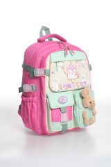 Roxbros Dondurma Figürlü 3'lü Kız Çocuk Okul Çantası Seti - Kalemlik ve Termal Beslenmeli İlkokul Çantası (Fuşya - Su Yeşili)