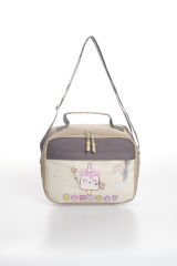 Roxbros Dondurma Figürlü 3'lü Kız Çocuk Okul Çantası Seti - Kalemlik ve Termal Beslenmeli İlkokul Çantası (Bej - Kahverengi)