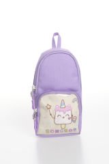 Roxbros Dondurma Figürlü 3'lü Kız Çocuk Okul Çantası Seti - Kalemlik ve Termal Beslenmeli İlkokul Çantası (Lila - Pembe)