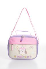 Roxbros Dondurma Figürlü 3'lü Kız Çocuk Okul Çantası Seti - Kalemlik ve Termal Beslenmeli İlkokul Çantası (Lila - Pembe)