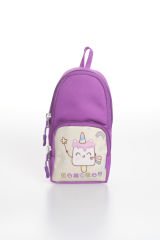 Roxbros Dondurma Figürlü 3'lü Kız Çocuk Okul Çantası Seti - Kalemlik ve Termal Beslenmeli İlkokul Çantası (Mor - Pembe)