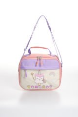 Roxbros Dondurma Figürlü 3'lü Kız Çocuk Okul Çantası Seti - Kalemlik ve Termal Beslenmeli İlkokul Çantası (Pudra - Lila)