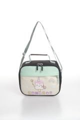 Roxbros Dondurma Figürlü 3'lü Kız Çocuk Okul Çantası Seti - Kalemlik ve Termal Beslenmeli İlkokul Çantası (Siyah - Su Yeşili)