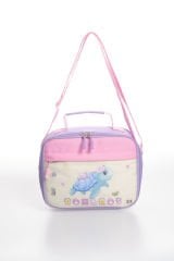 Roxbros Kaplumbağa Figürlü 3'lü Kız Çocuk Okul Çantası Seti - Kalemlik ve Beslenmeli İlkokul Sırt Çantası (Lila - Pembe)