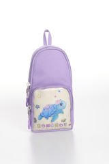 Roxbros Kaplumbağa Figürlü 3'lü Kız Çocuk Okul Çantası Seti - Kalemlik ve Beslenmeli İlkokul Sırt Çantası (Lila - Pembe)