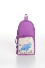 Roxbros Kaplumbağa Figürlü 3'lü Kız Çocuk Okul Çantası Seti - Kalemlik ve Beslenmeli İlkokul Sırt Çantası (Mor - Pembe)