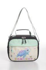 Roxbros Kaplumbağa Figürlü 3'lü Kız Çocuk Okul Çantası Seti - Kalemlik ve Beslenmeli İlkokul Sırt Çantası (Siyah - Su Yeşili)