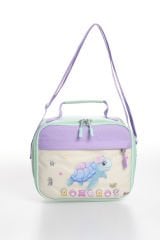 Roxbros Kaplumbağa Figürlü 3'lü Kız Çocuk Okul Çantası Seti - Kalemlik ve Beslenmeli İlkokul Sırt Çantası (Su Yeşili - Lila)