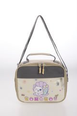 Roxbros Sevimli Kedi Desenli 3'lü Kız Çocuk Okul Çantası Seti -Kalemlik ve Termal Beslenmeli İlkokul Çantası (Bej - Kahverengi)