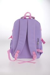 Roxbros Sevimli Kedi Desenli 3'lü Kız Çocuk Okul Çantası Seti -Kalemlik ve Termal Beslenmeli İlkokul Çantası (Lila - Pembe)