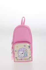 Roxbros Sevimli Kedi Desenli 3'lü Kız Çocuk Okul Çantası Seti -Kalemlik ve Termal Beslenmeli İlkokul Çantası (Pembe - Lila)